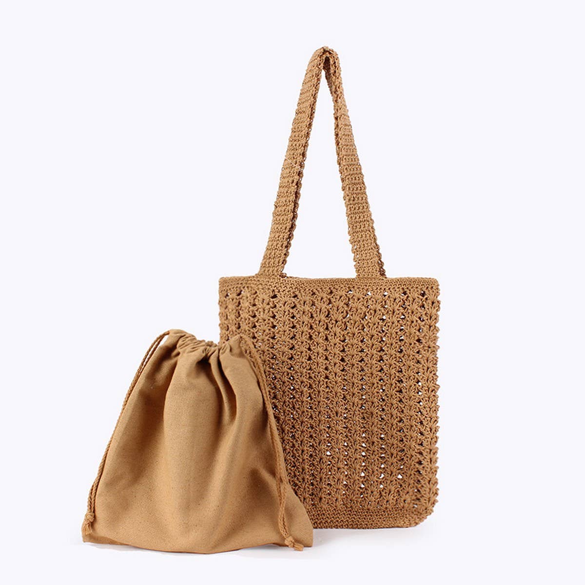 HOLLOW ONE-SHOULDER BAG BEACH BAGS TOTES WITH MESH_CWAB4664