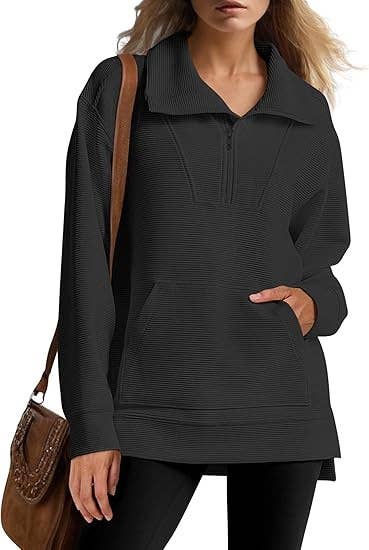 SOLID COLOR HALF ZIP LAPEL HEM IRREGULAR HOODIE