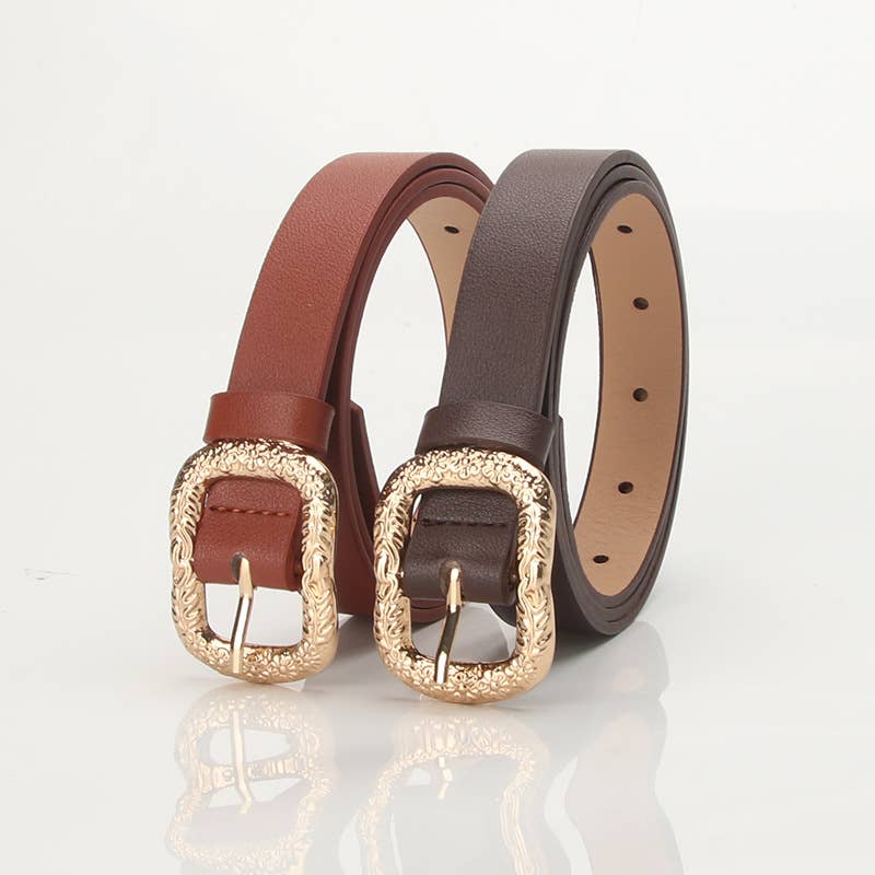 Carved metal buckle personalized fashionable belt
