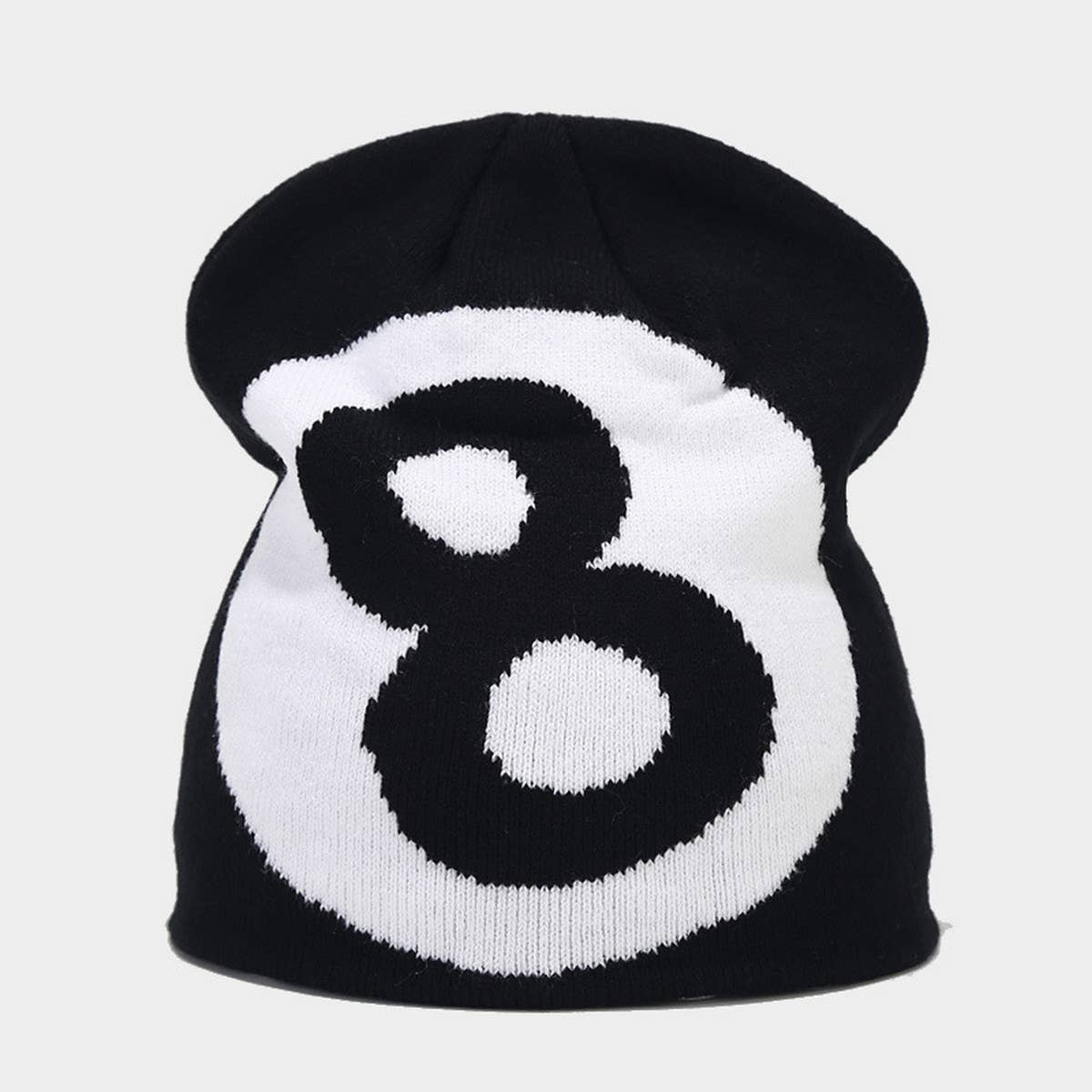 SIMPLE BLACK SIZE 8 JACQUARD KNITTED HAT_CWAH1598