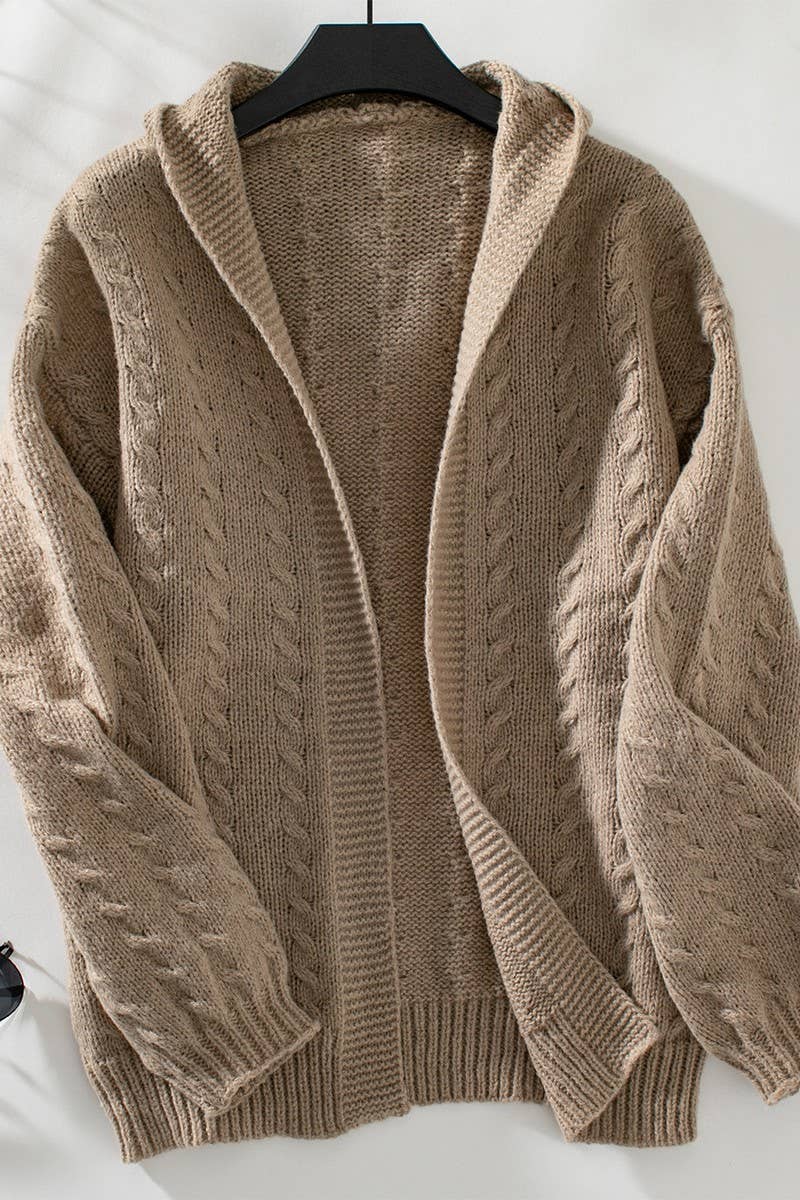 CWOCAL2351_SOLID LOOSE FIT HOODED KNIT CARDIGAN
