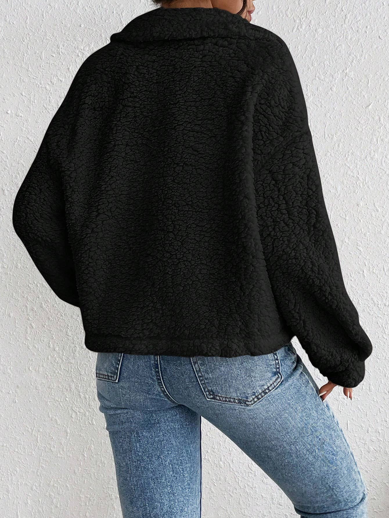 Short single-breasted lapel plush jacket