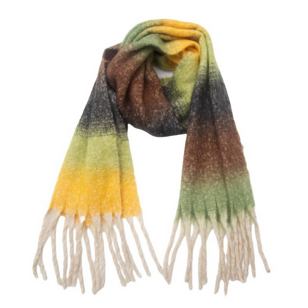 Gradient Chunky Tassel Scarf - Autumn and Winter
