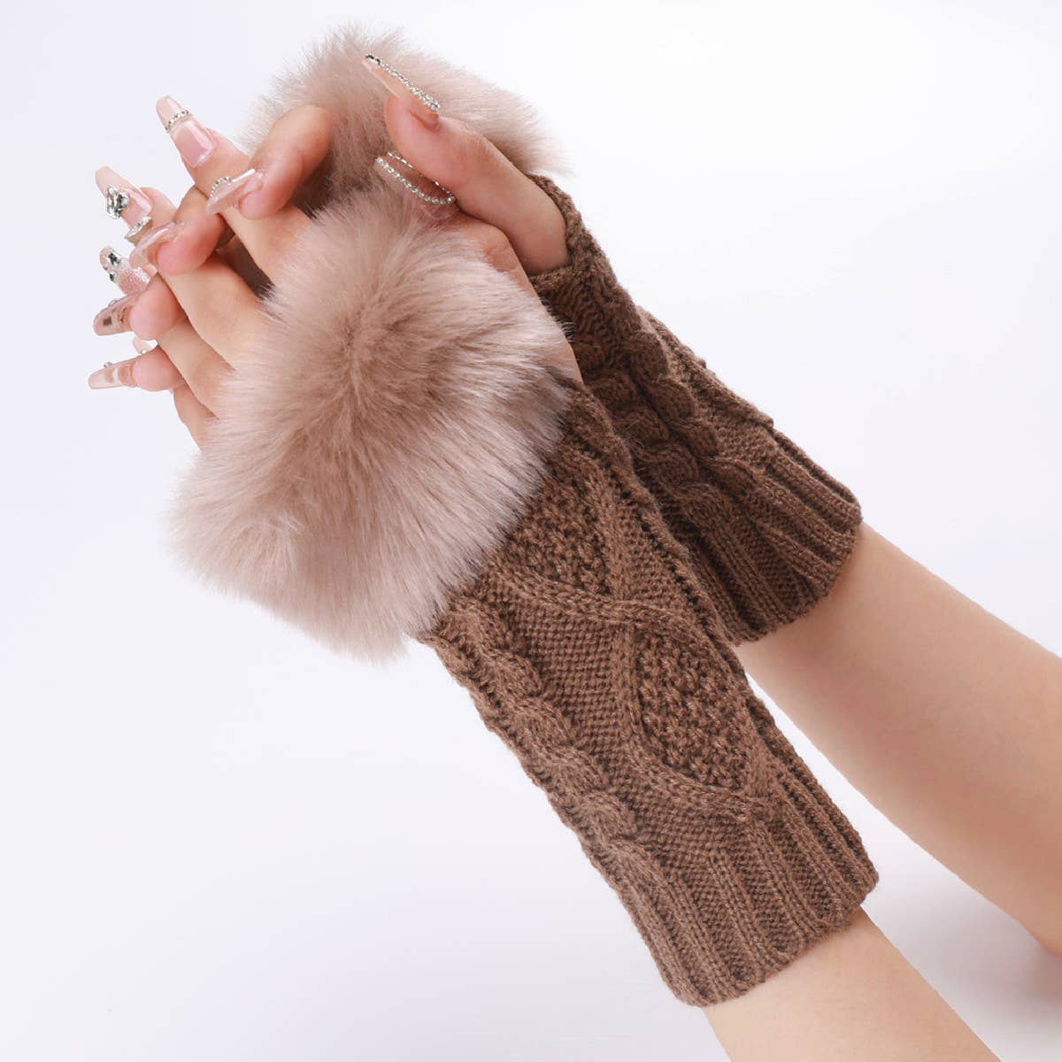 SIMPLE WARM DIAMOND FINGERLESS GLOVES_CWAG0102