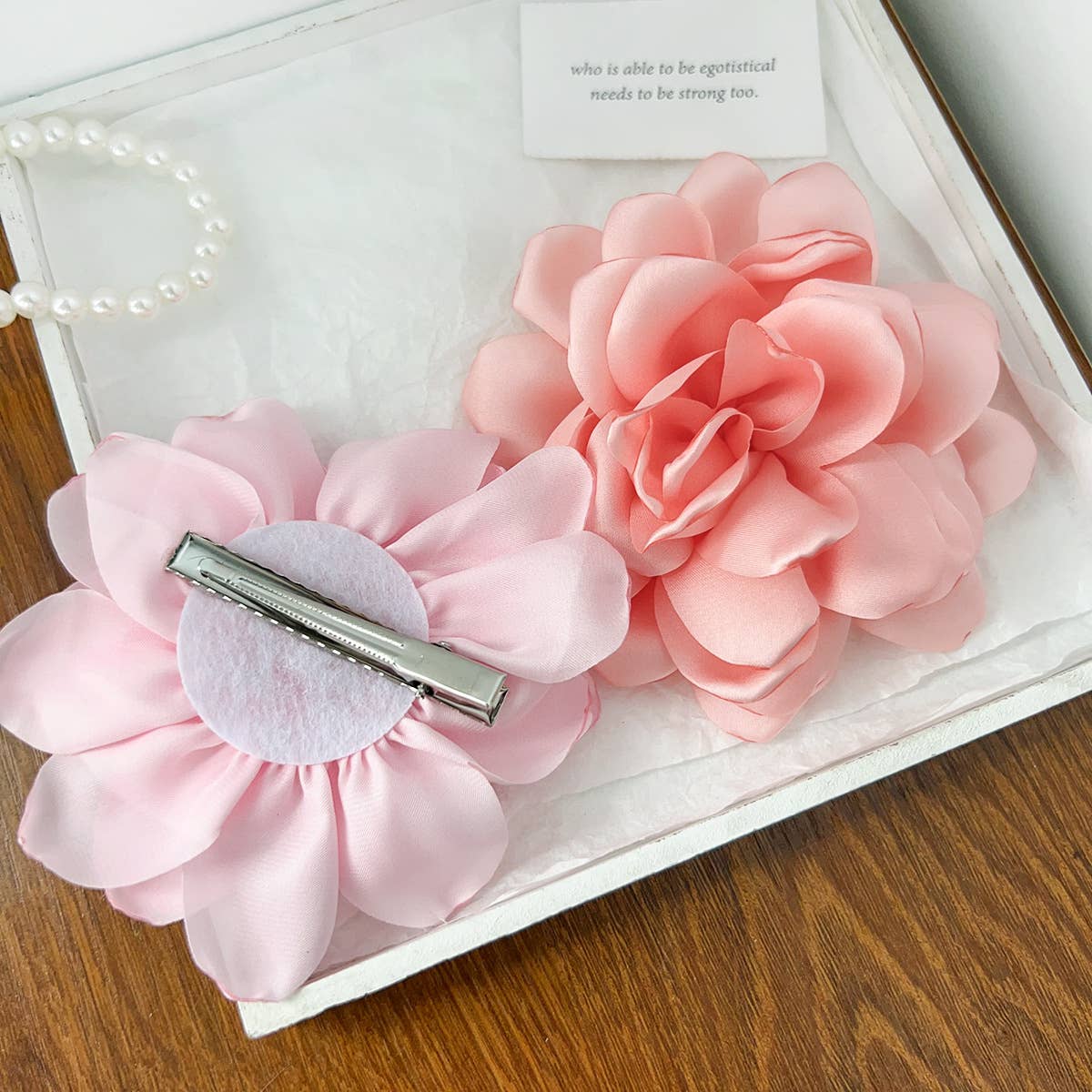 Fresh rose-themed fabric flower hair clips