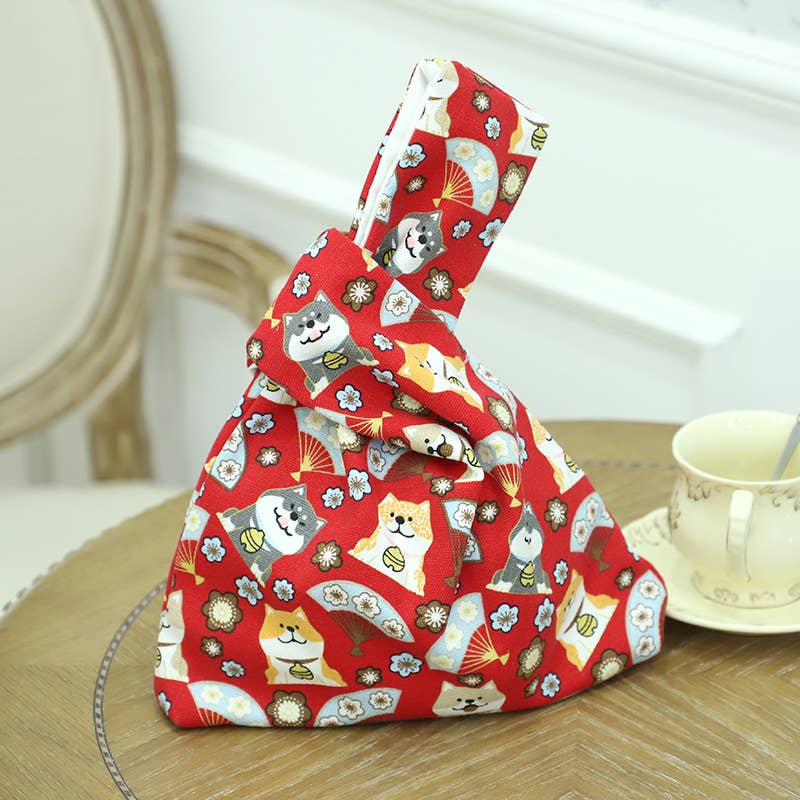 Cute cartoon tie canvas handbag