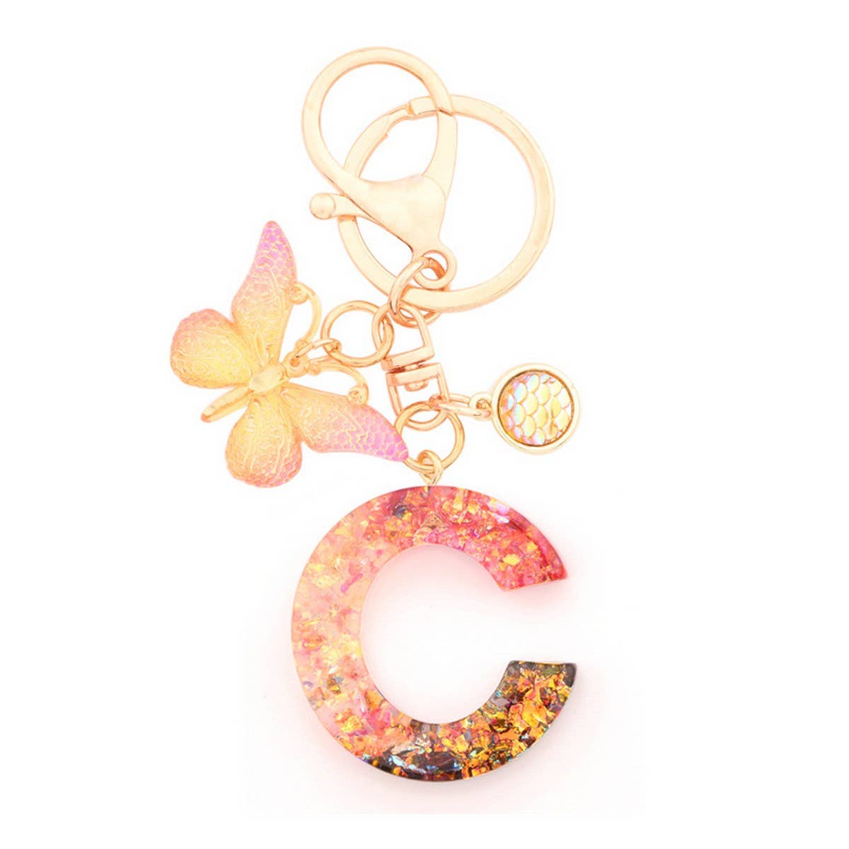 Creative Crystal Letter Keychain with Resin Sequins_CWAB5021
