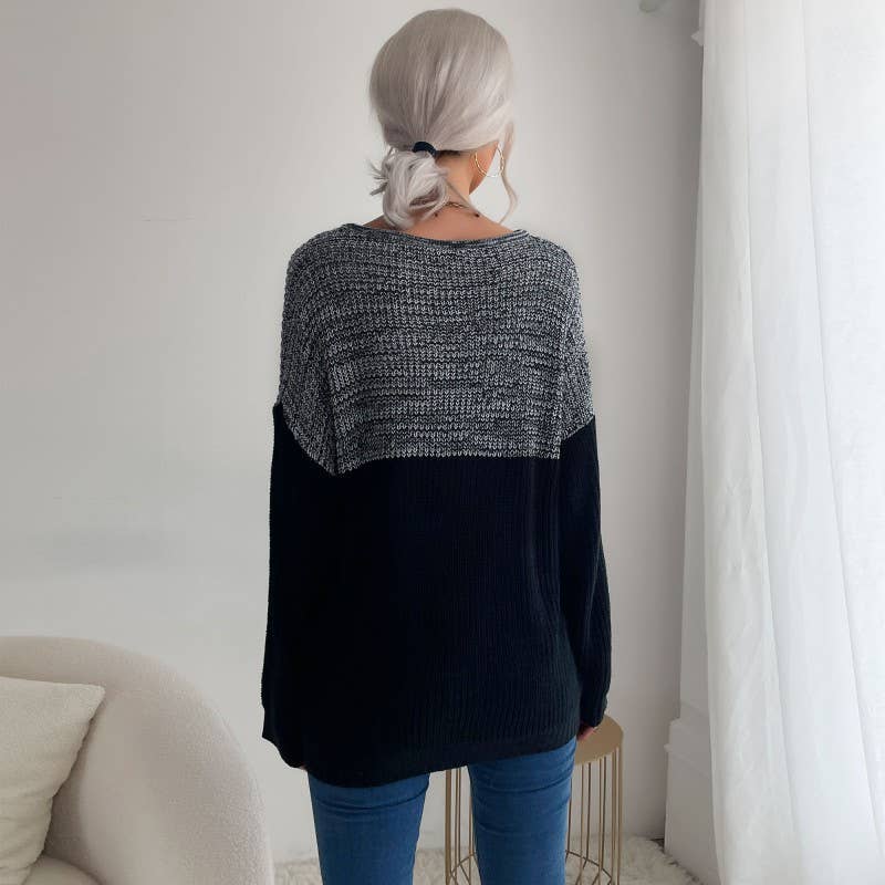 SLOUCHY SWEATER WITH CREW NECK MATCHING COLOR