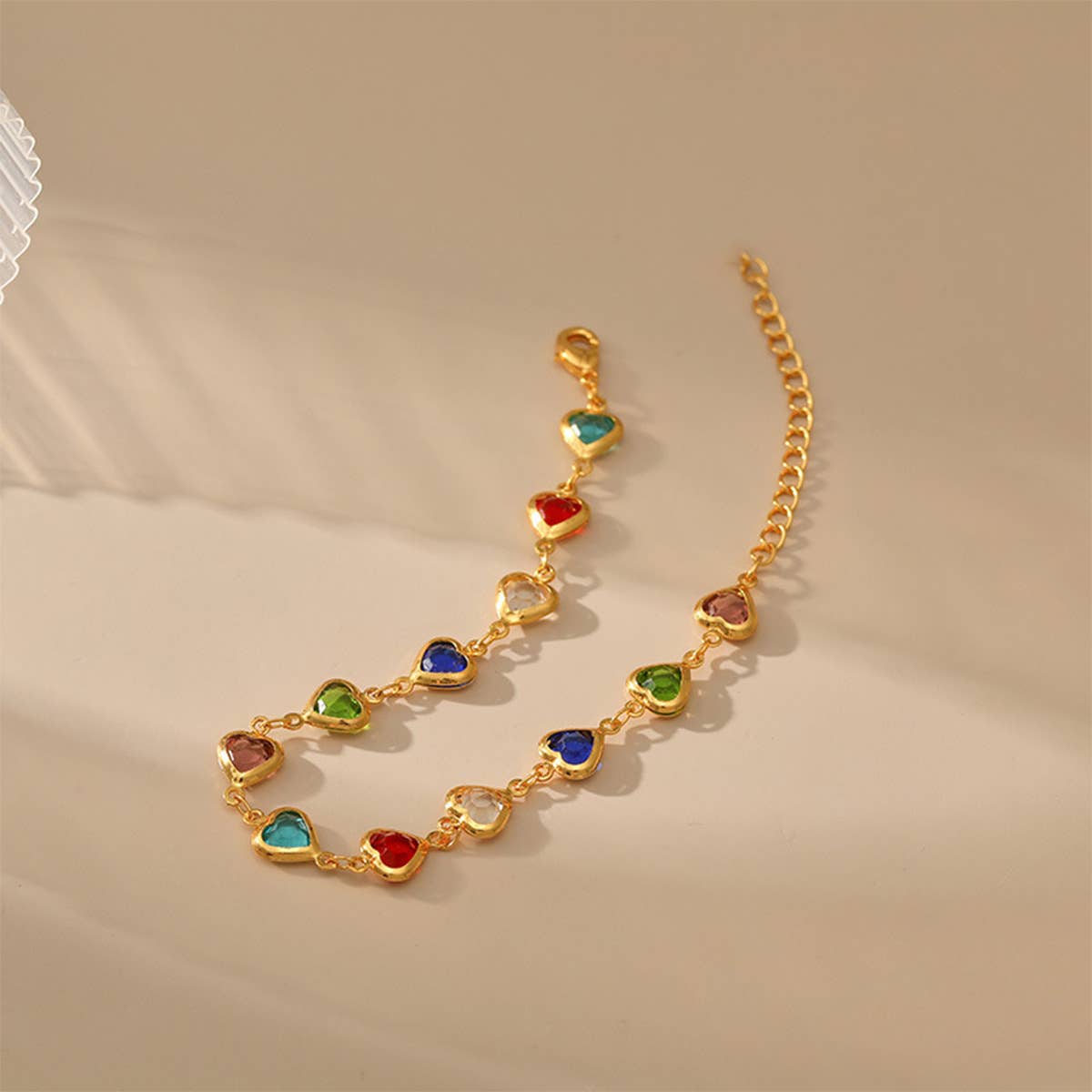 Candy-colored glass diamond beaded bracelet