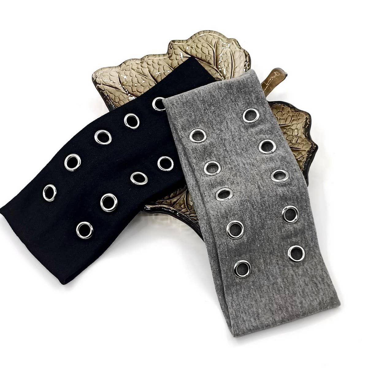 Round Elastic Punk Headband with Eyelets