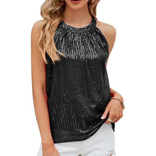 WOMEN'S SUMMER FASHION SEQUIN STRAPS TANK TOP_CWTTK0359