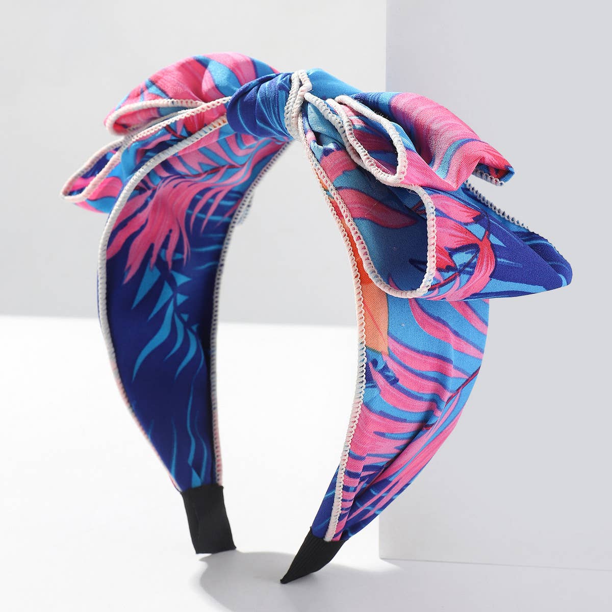 RETRO FLORAL BOW WIDE BRIM HEADBAND_CWAHA2549