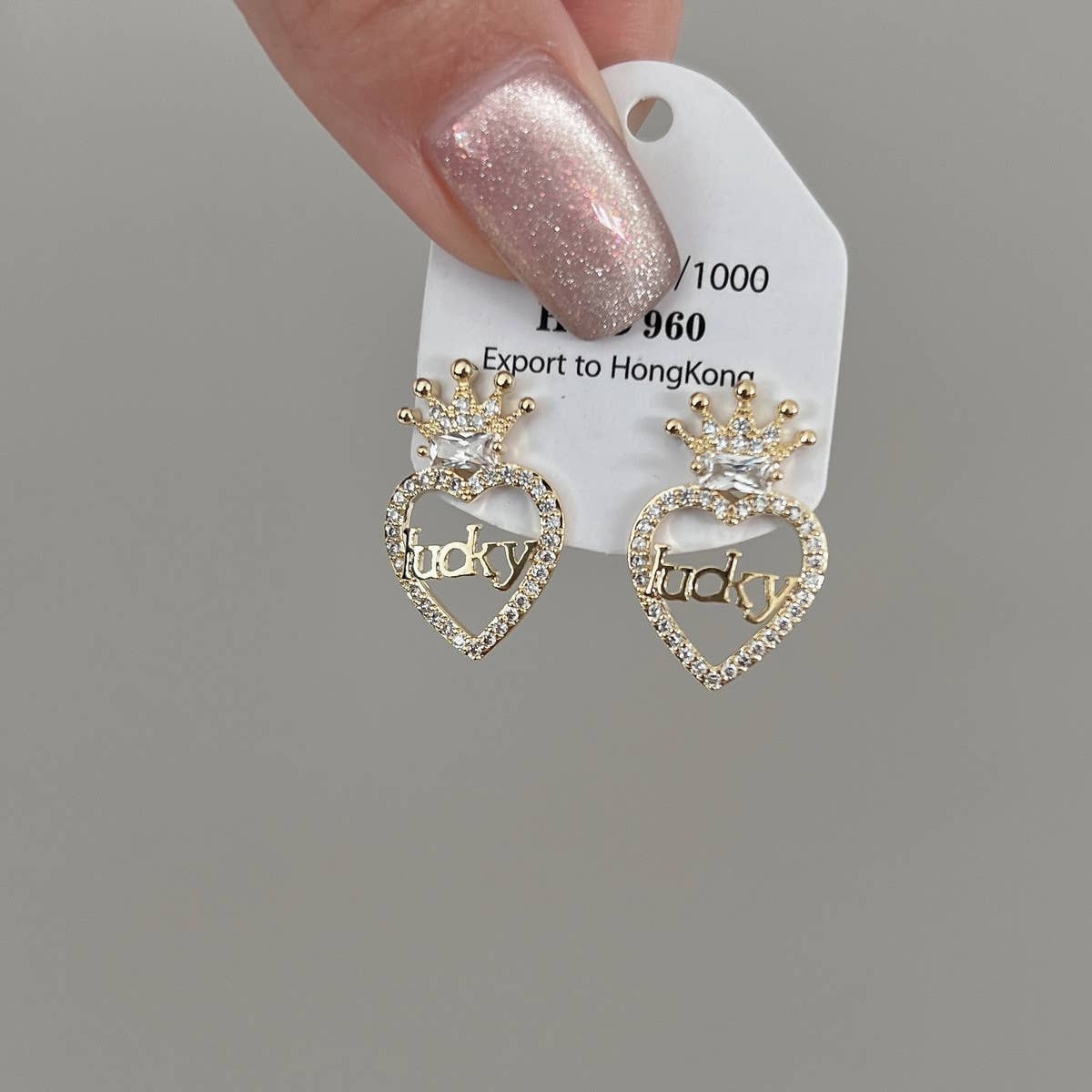 FASHION CROWN LOVE EARRINGS_CWAJE1343