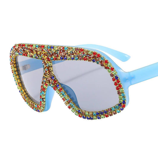 FASHIONABLE LARGE FRAME DIAMOND SUNGLASSES