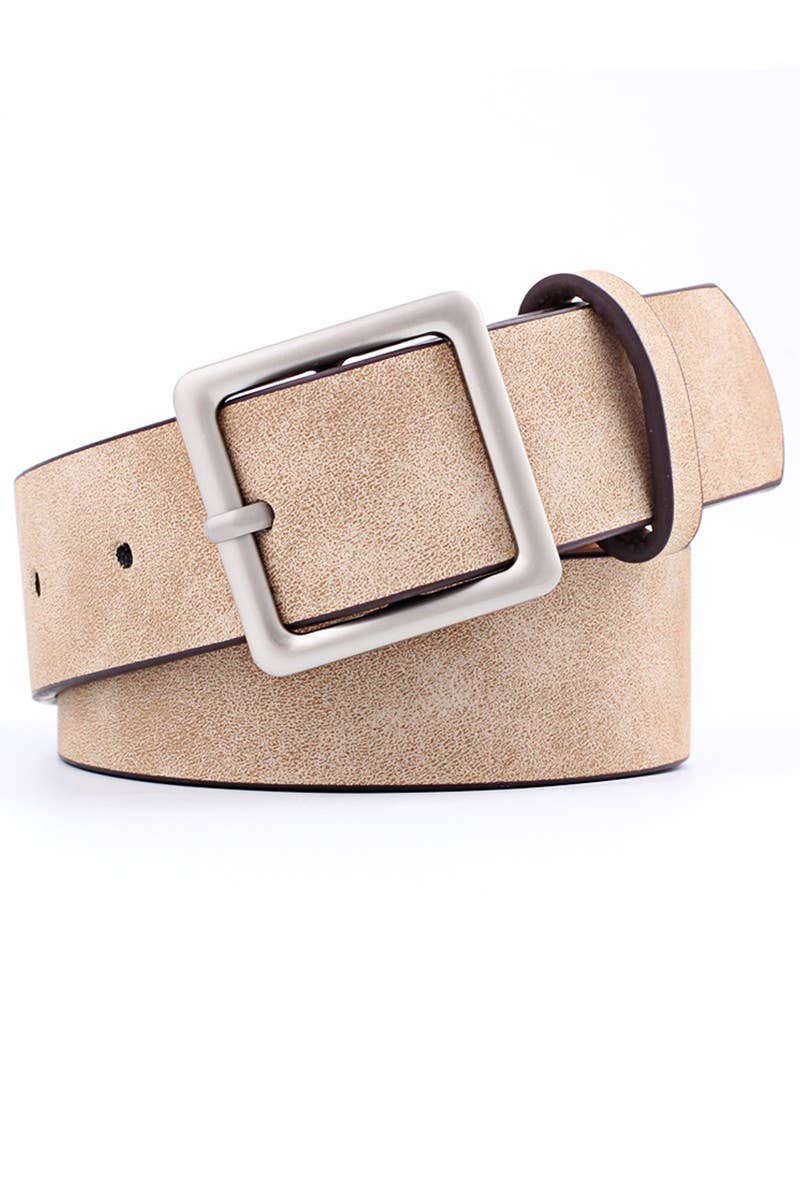 BASIC LEATHERETTE TRENDY SQUARE BUCKLE BELT_CWABE006