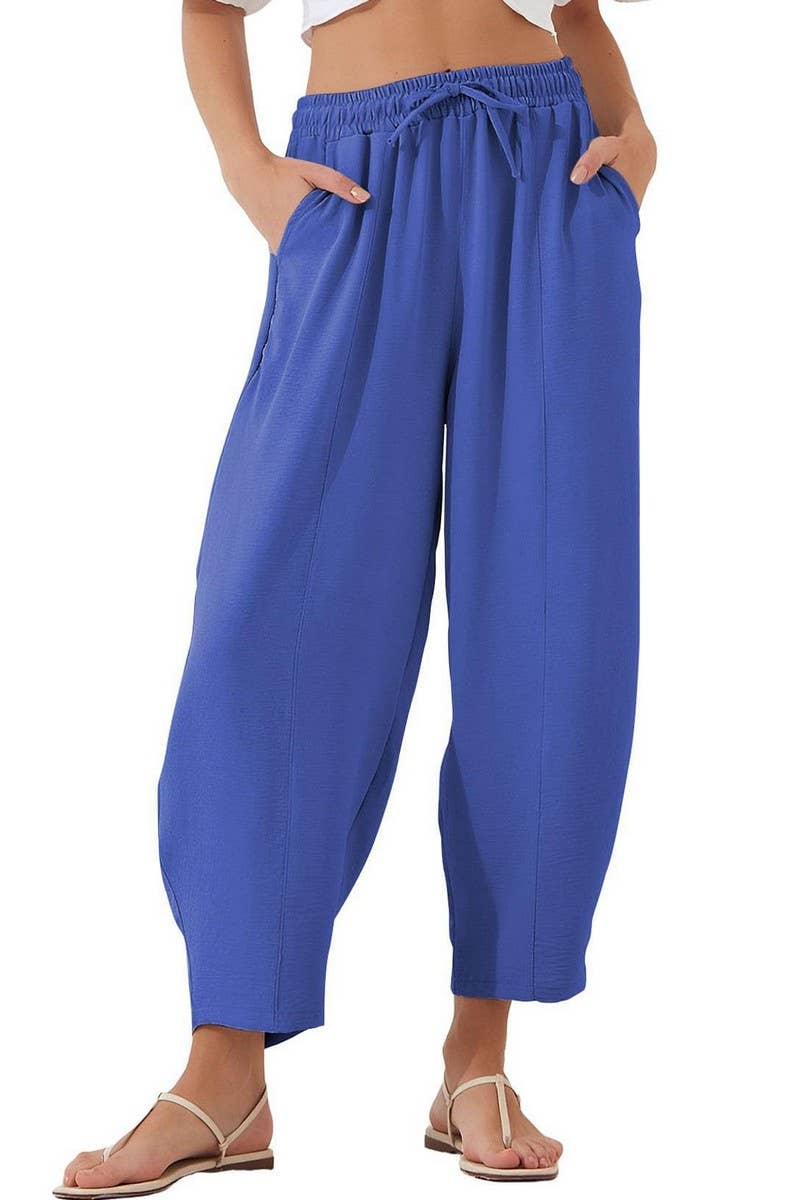 CWBLP01036_HIGH WAIST DRAWSTRING POCKET CROPPED PANTS