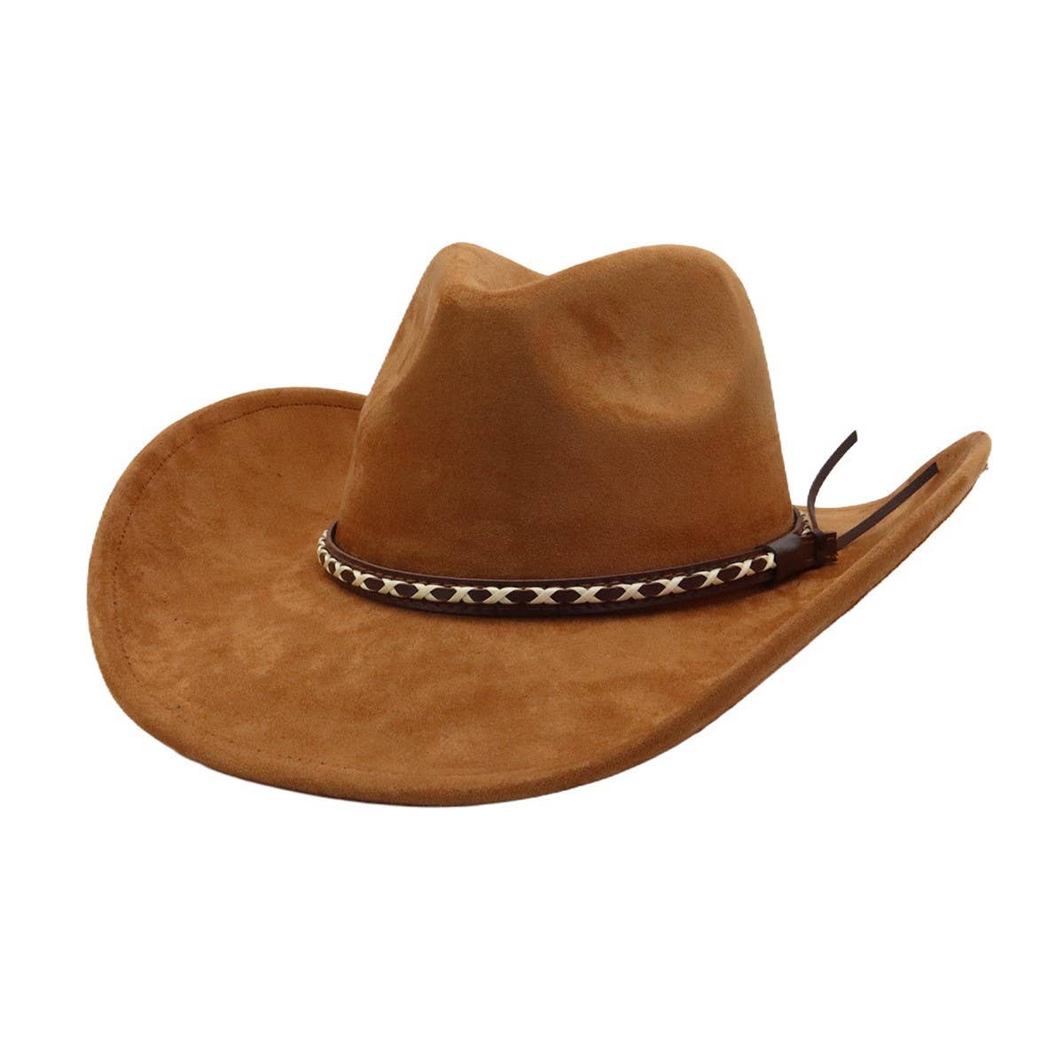 Soft Suede Western Cowboy Fedora Hat Ethnic Style_CWAH04401