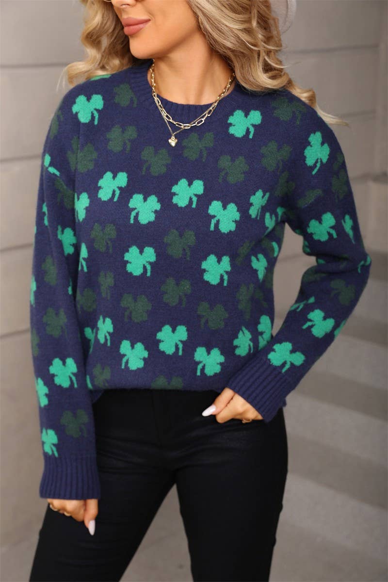 CWOSWL07586_JACQUARD ROUND NECK LOOSE CASUAL KNIT TOP