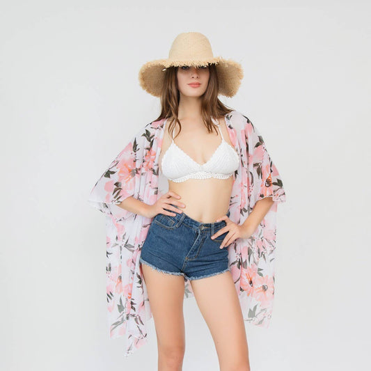 LEMON PRINT OPEN FRONT KIMONO CARDIGAN FOR SUMMER