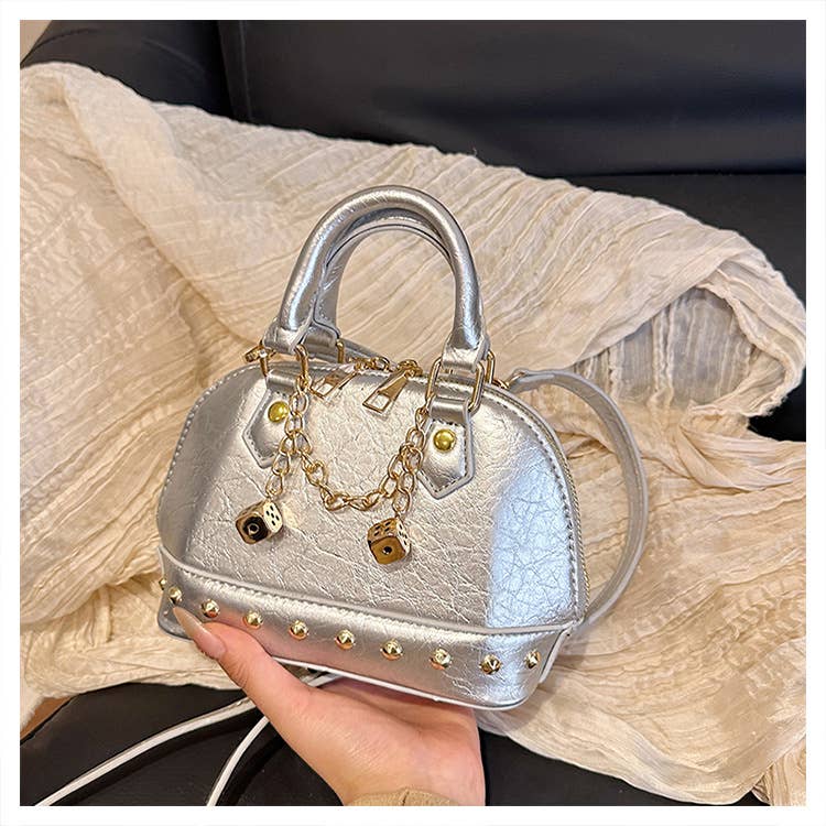 Fashionable riveted single-shoulder bag