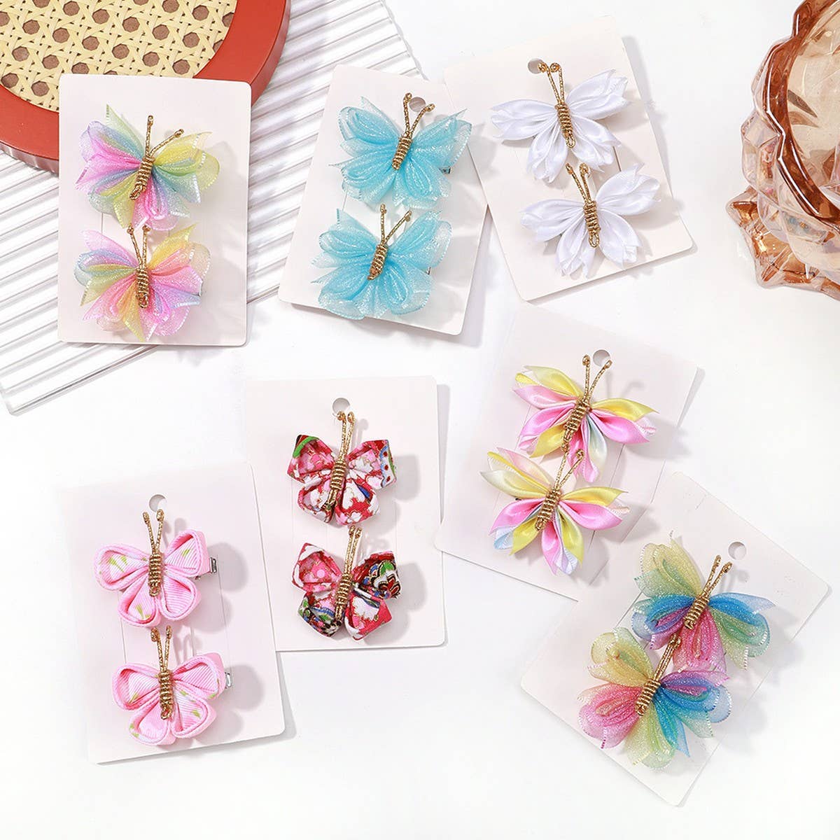 Sheer Gradient Butterfly Hair Clip Set for Girls