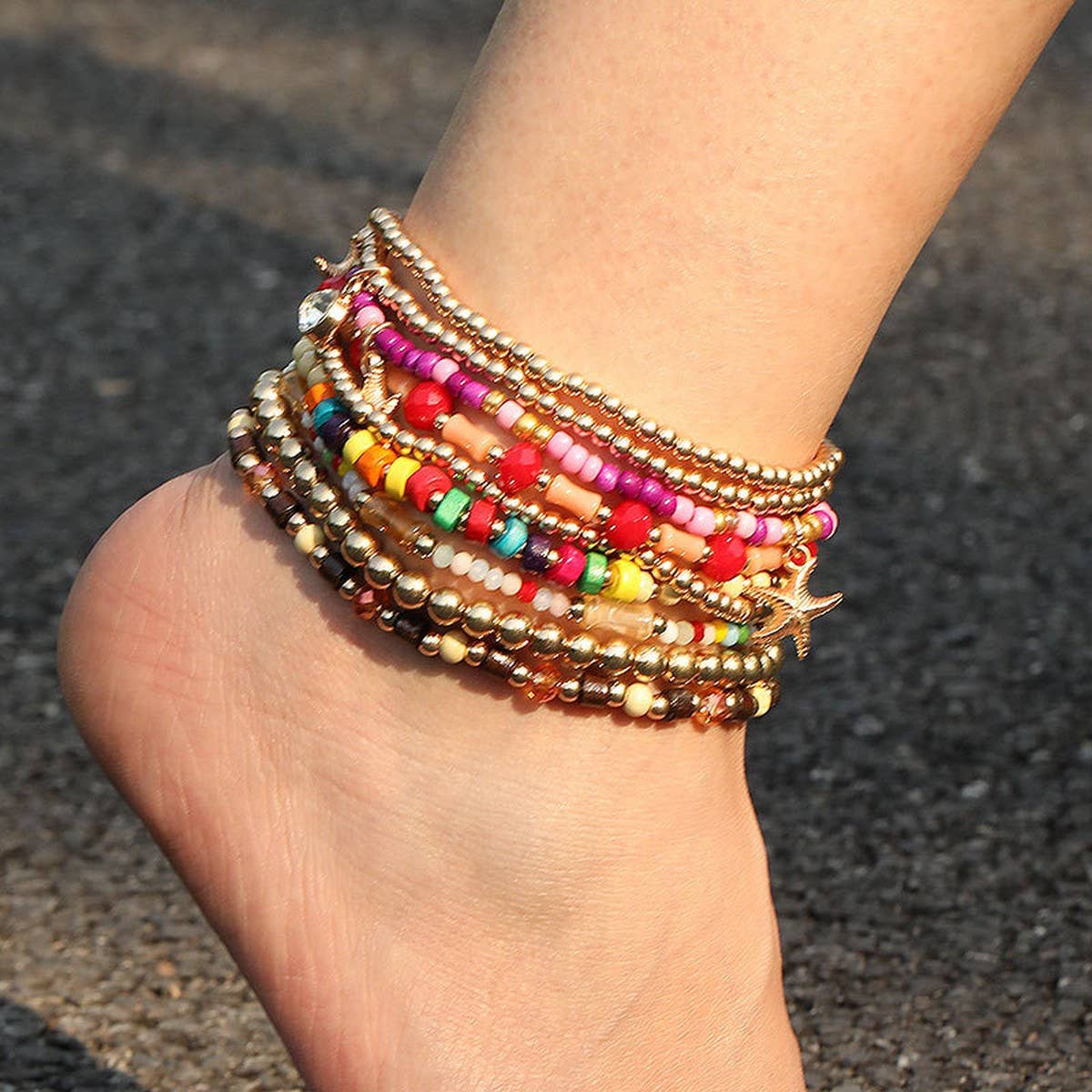 Starfish Beach Anklet Set ??Summer Boho Style_CWMM6342