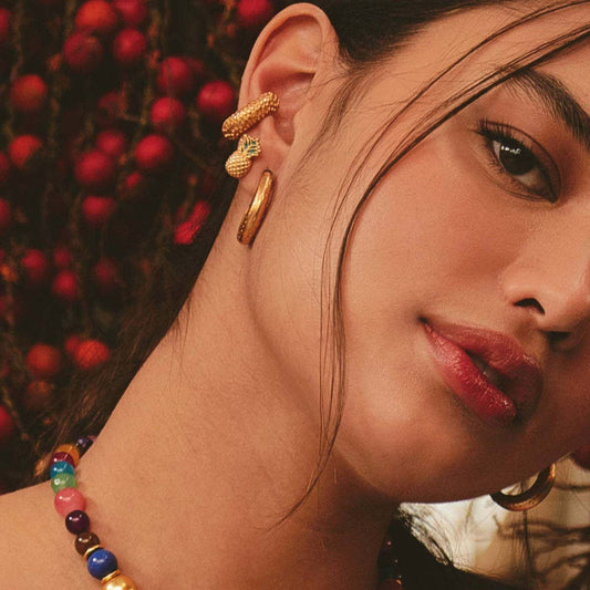 Trendy Hoop Stud Earrings Women Indie Style