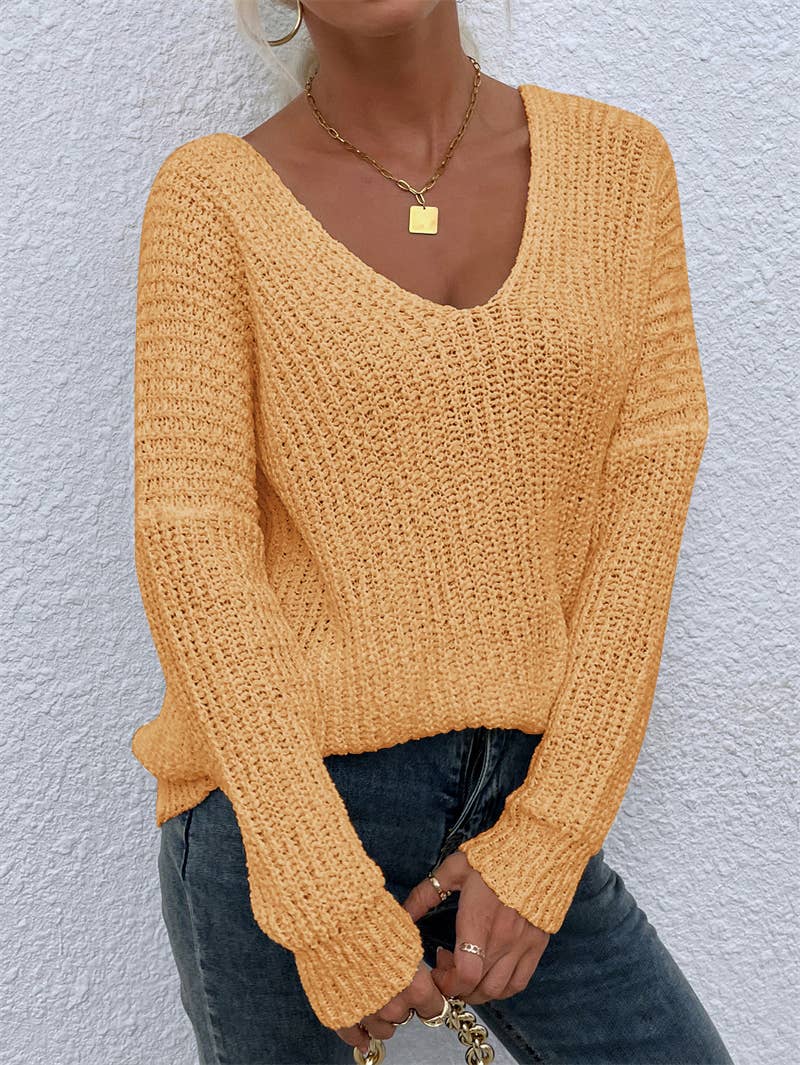 Knitted striped knot dyed hollowed-out jumper