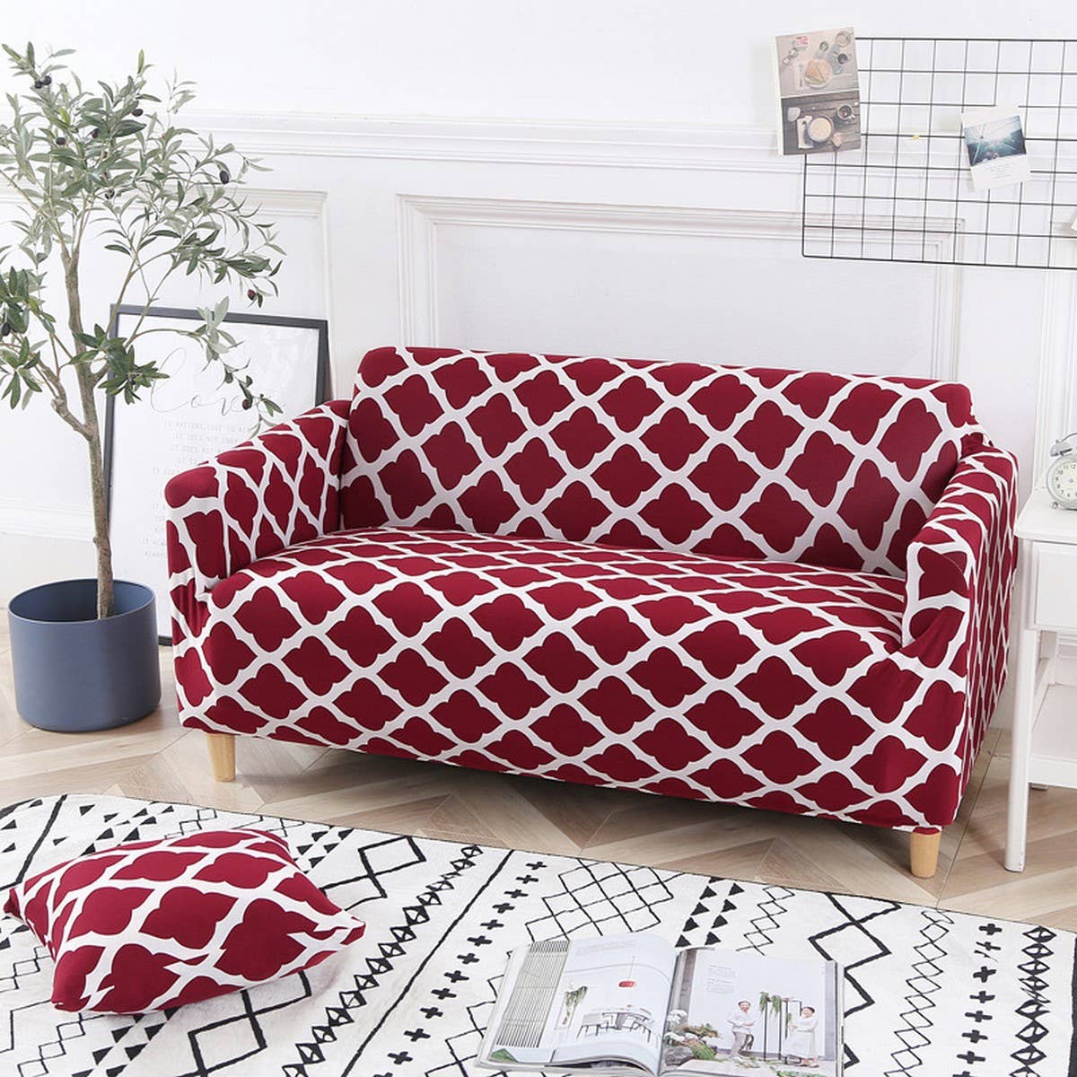 Stretch Sofa Cover, Solid Print, All-in-One Fit_CWMM8309