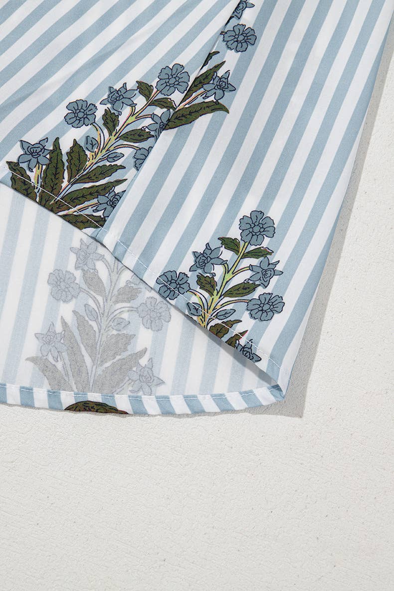 STRIPED COLOR MATCHING V-NECK PULLOVER