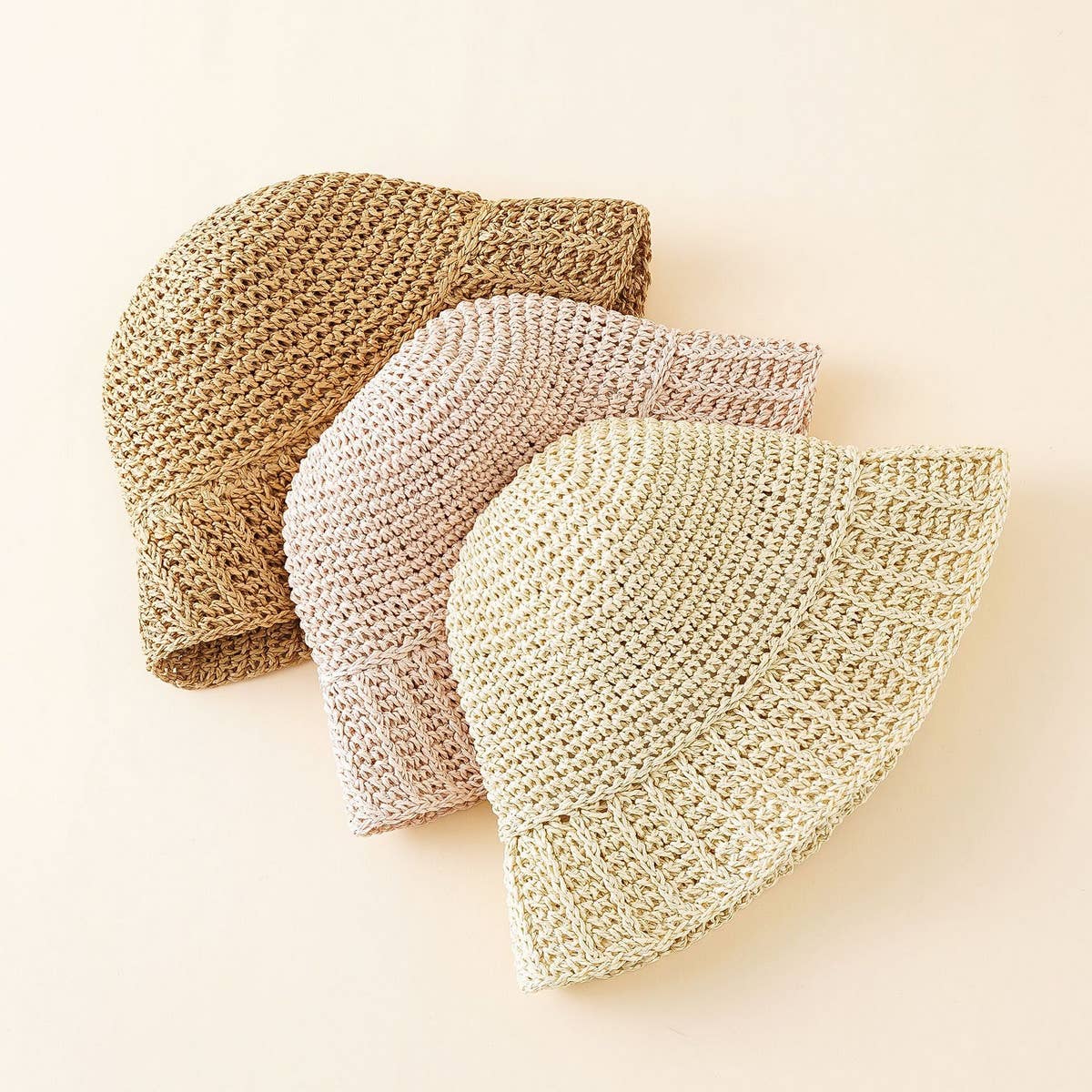 PASTORAL STYLE BEACH STRAW BUCKET HAT_CWAH1416