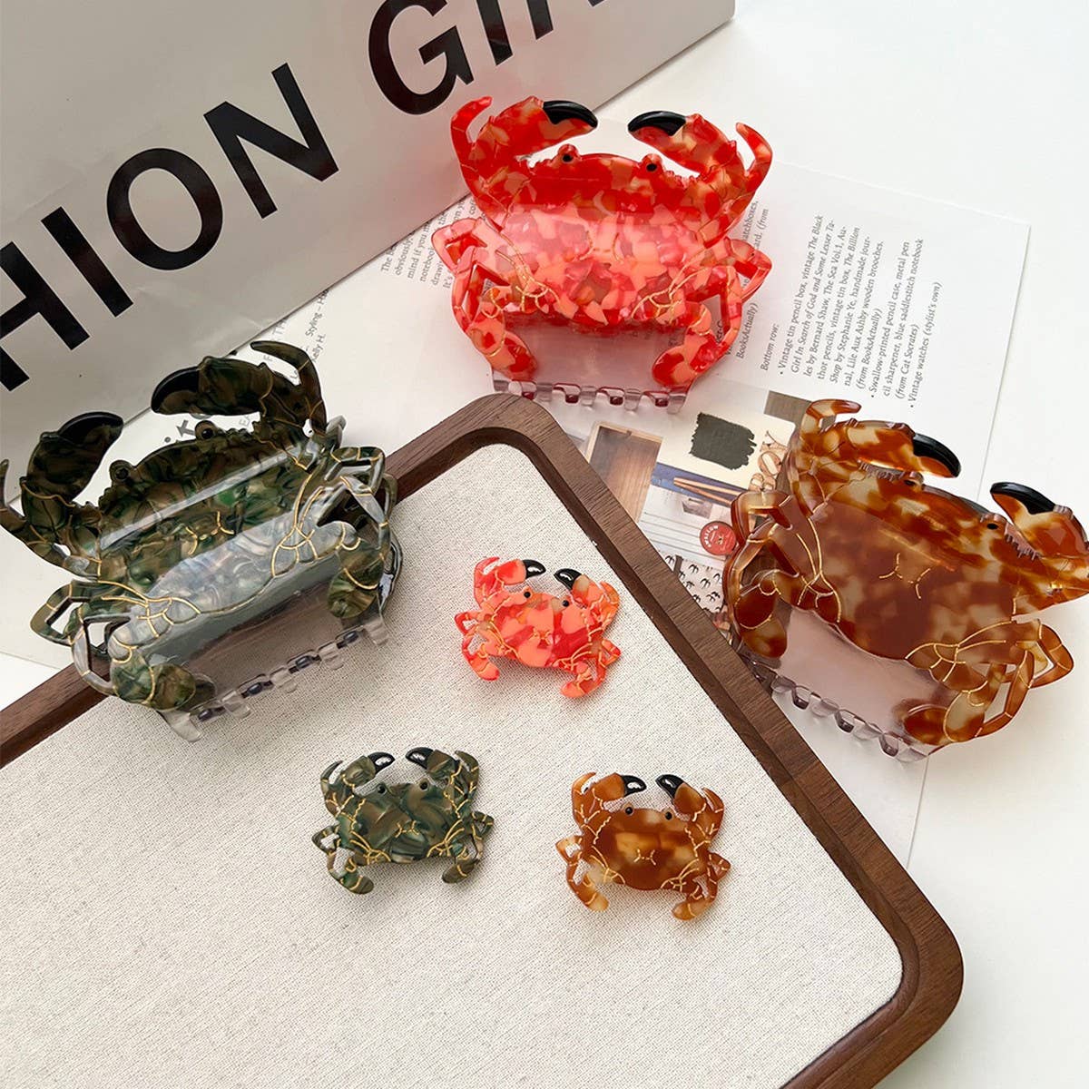 Crab Acetate Hair Claw - Cute Medium Duckbill Clip