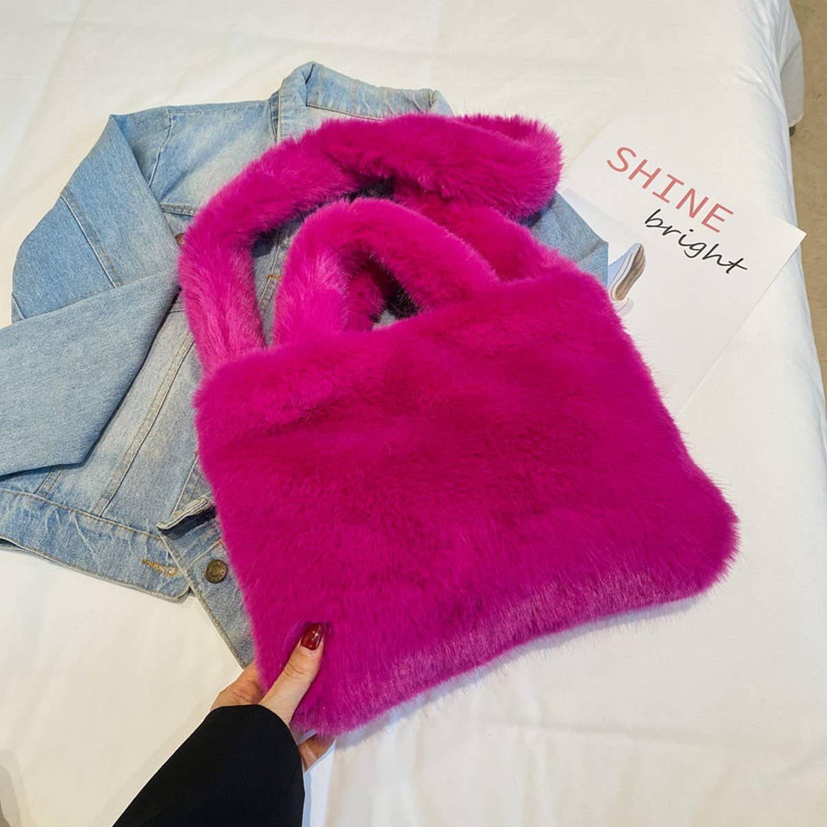 Plush Tote Bag Women Large Shoulder Crossbody_CUAB00561