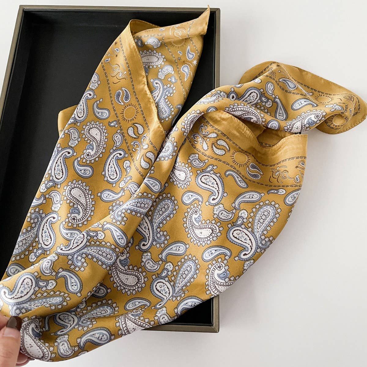 Paisley Satin Square Scarf ??70cm Neck & Head _CWASC0825
