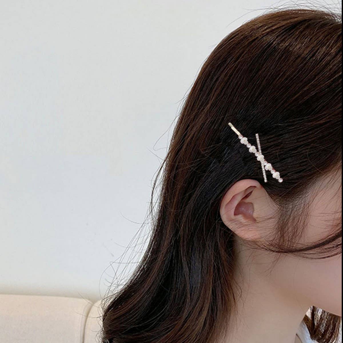 FLOWER PEARL BANGS CLIP ONE-LINE CLIP CUTE HAIRPIN