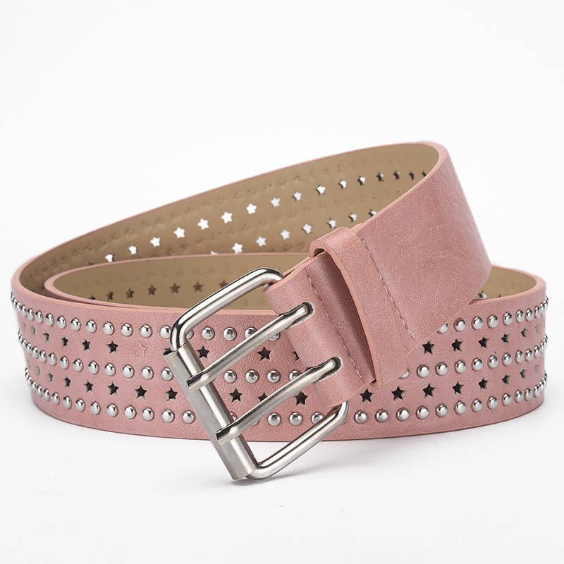 Punk hip-hop style five-pointed star-hole belt