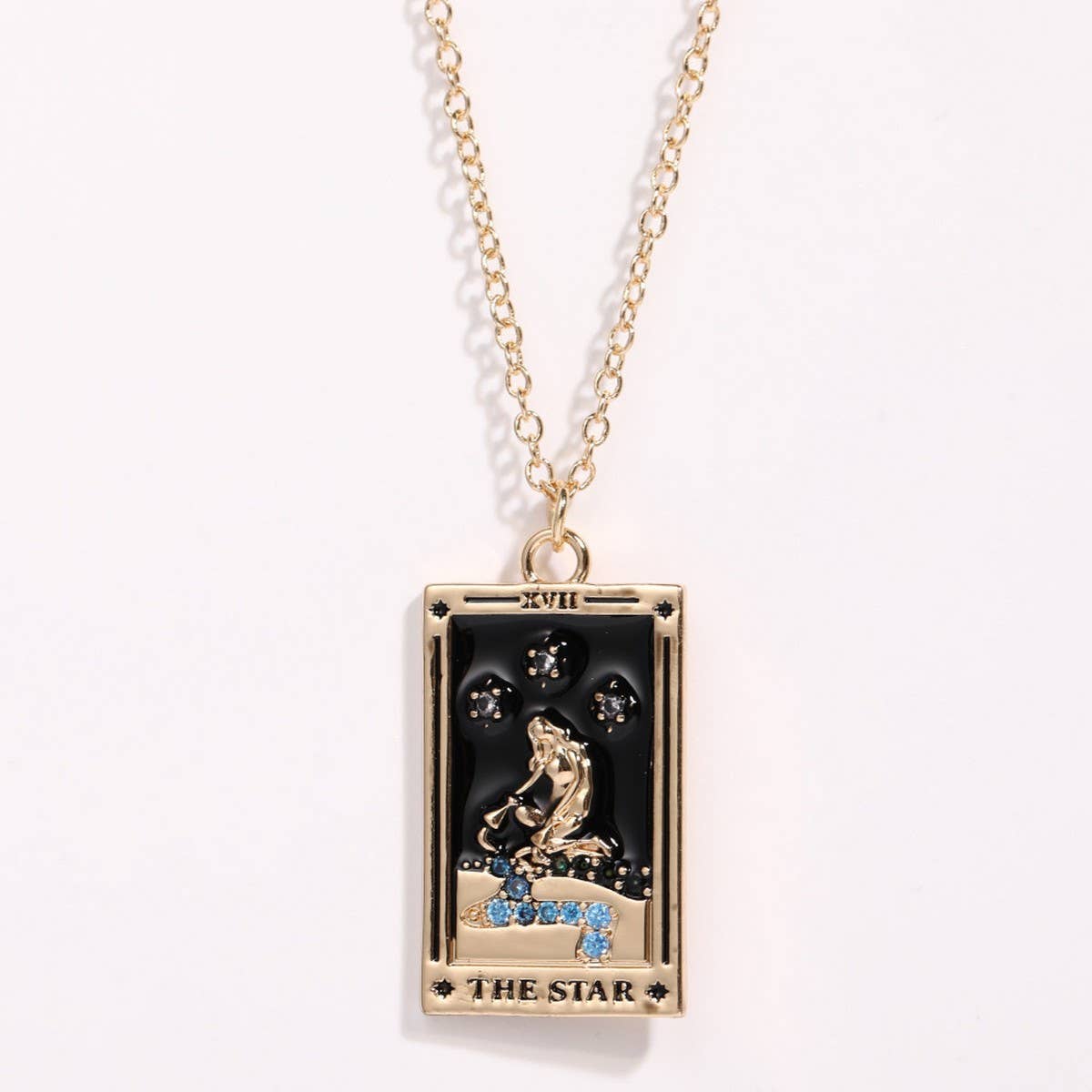 NEW RETRO DIAMOND DROP OIL SQUARE NECKLACE