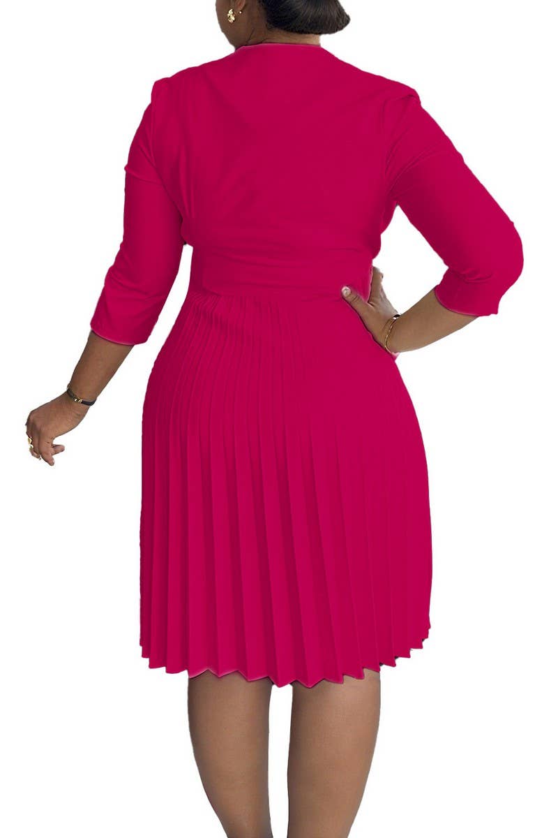 CWDMD01254_2025 WOMEN BLAZER COLLAR 3/4 SLEEVE ELEGANT DRESS