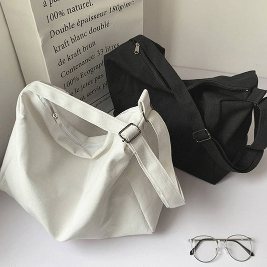 SOLID COLOR LARGE CAPACITY CROSSBODY BAG CANVAS BAG_CWAB2055