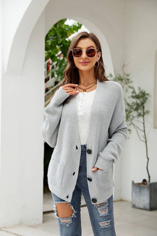 SOLID KNIT COAT LOOSE WITH CARDIGAN