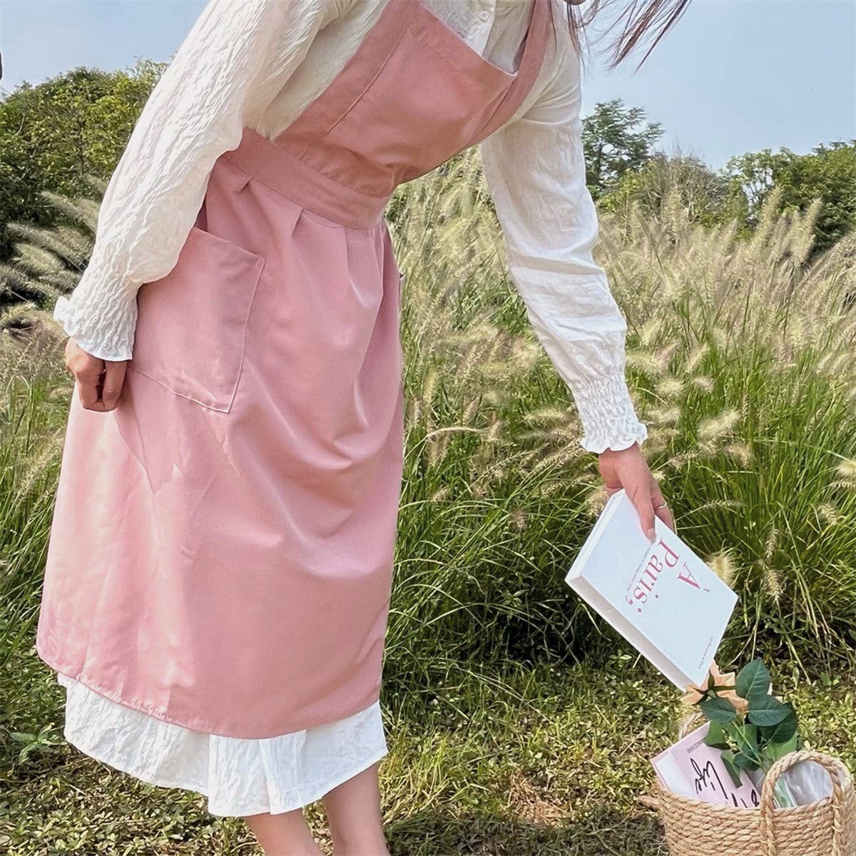 WATERPROOF AND OIL-PROOF SOLID COLOR COTTON APRON