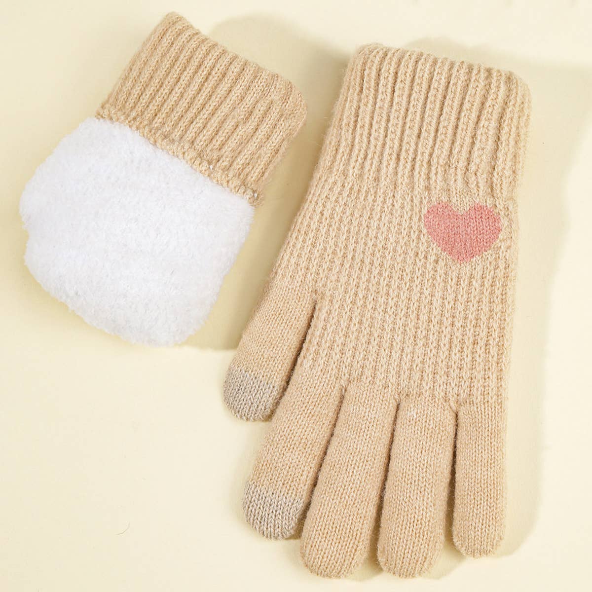WOMEN HEART JACQUARD KNITTED GLOVES_CWAG0135
