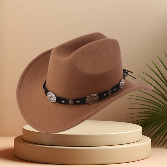 Ethnic Western Cowboy Hat with Belt for Show_CWAH3651