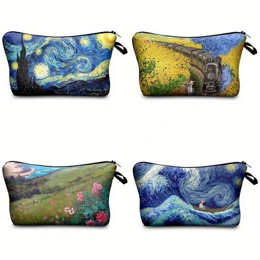 WOMEN OIL PAINTING PRINTED COSMETIC BAG_CWAB2268