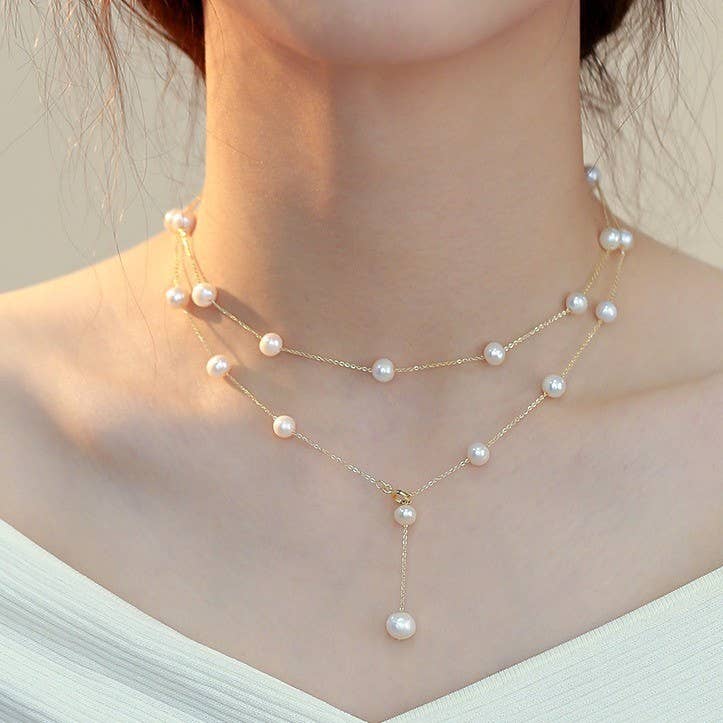 Natural freshwater pearl starry sky necklace