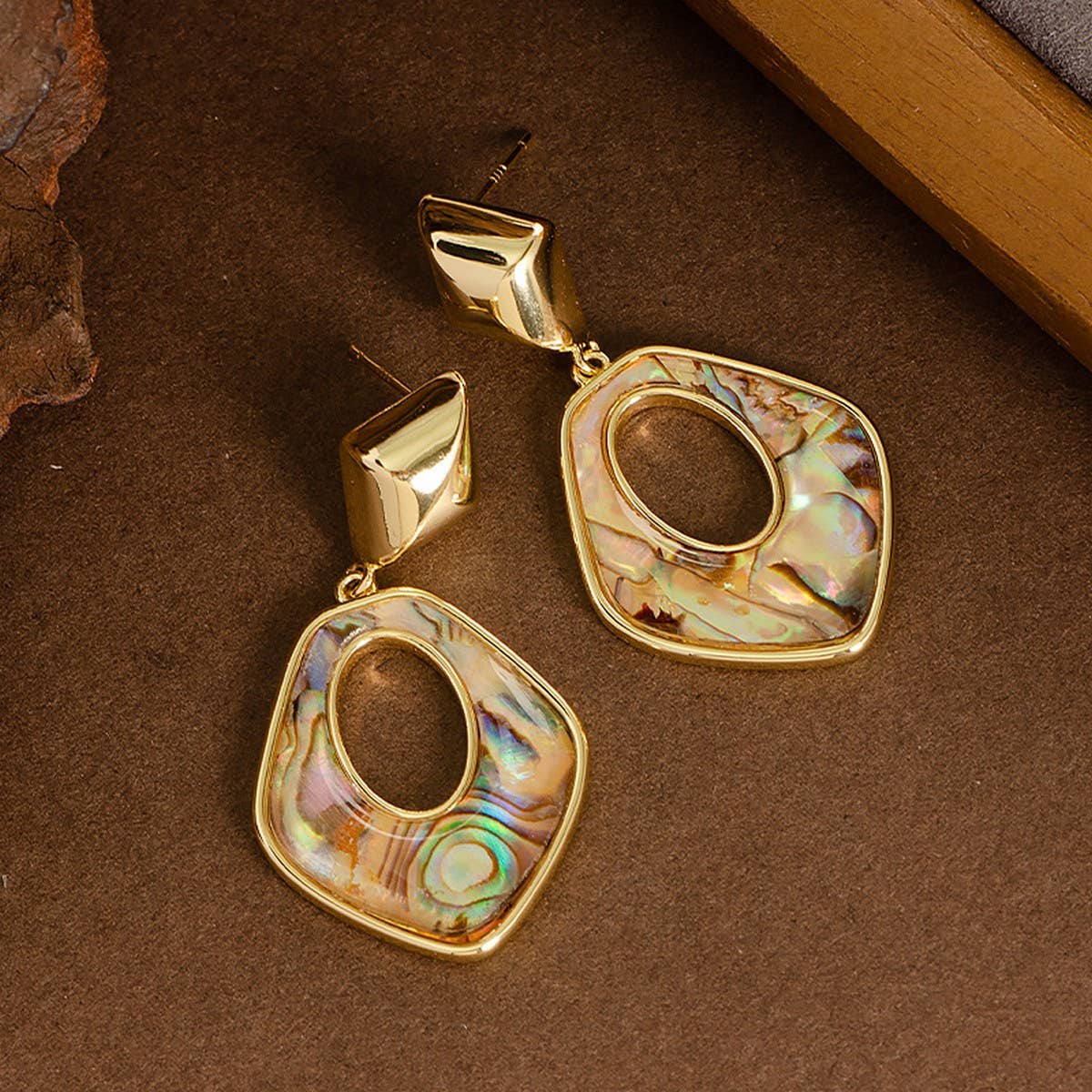 FASHIONABLE COLORFUL NATURAL ABALONE EARRINGS
