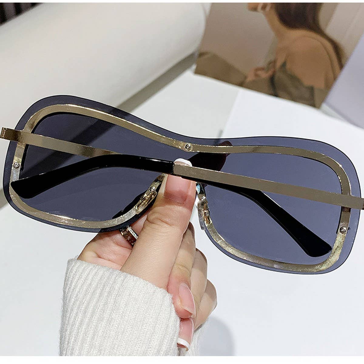 INTEGRATED METAL SUNGLASSES FRAMELESS GLASSES