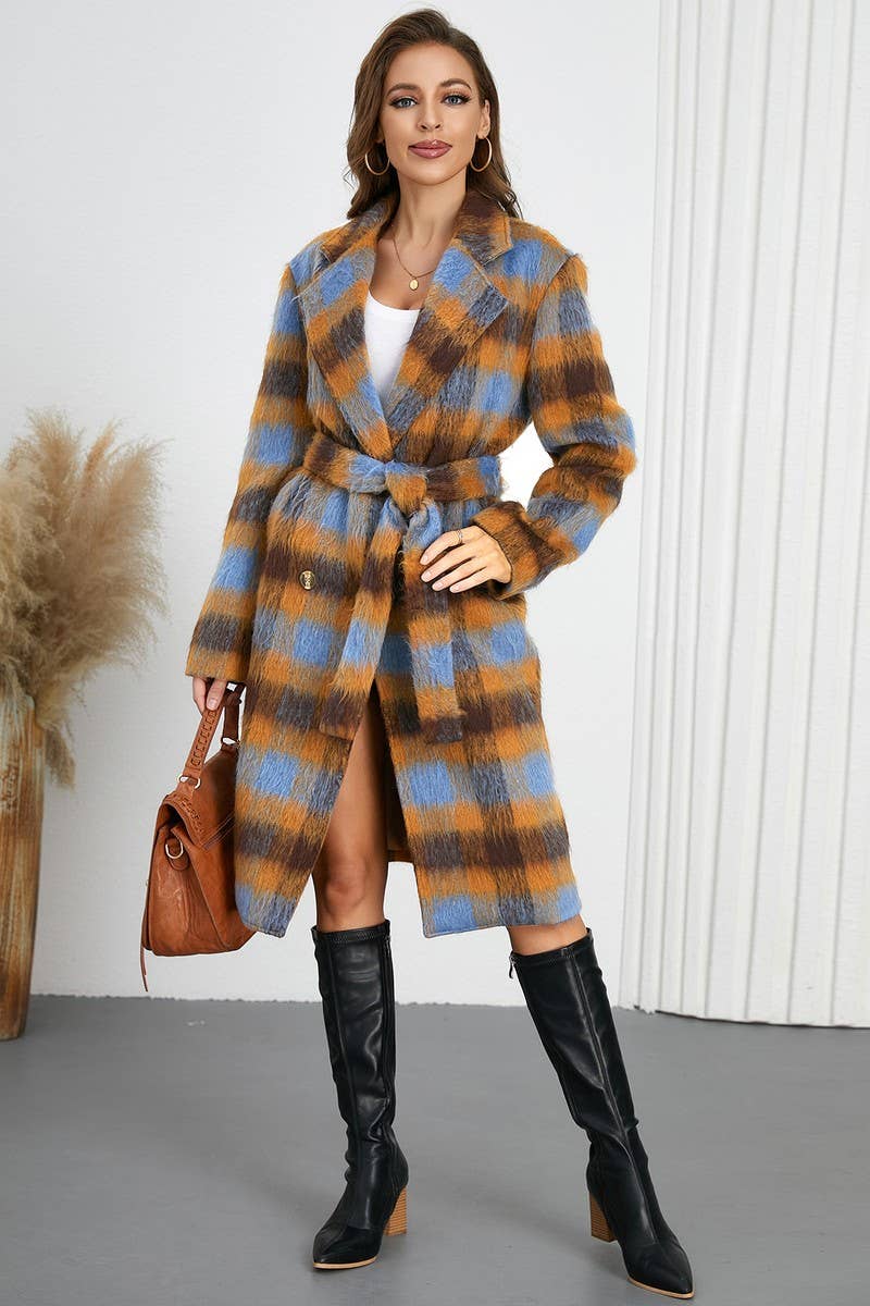 CWOCO0945_TIE-TIE LAPEL PLAID CONTRAST COLOR TWEED COAT