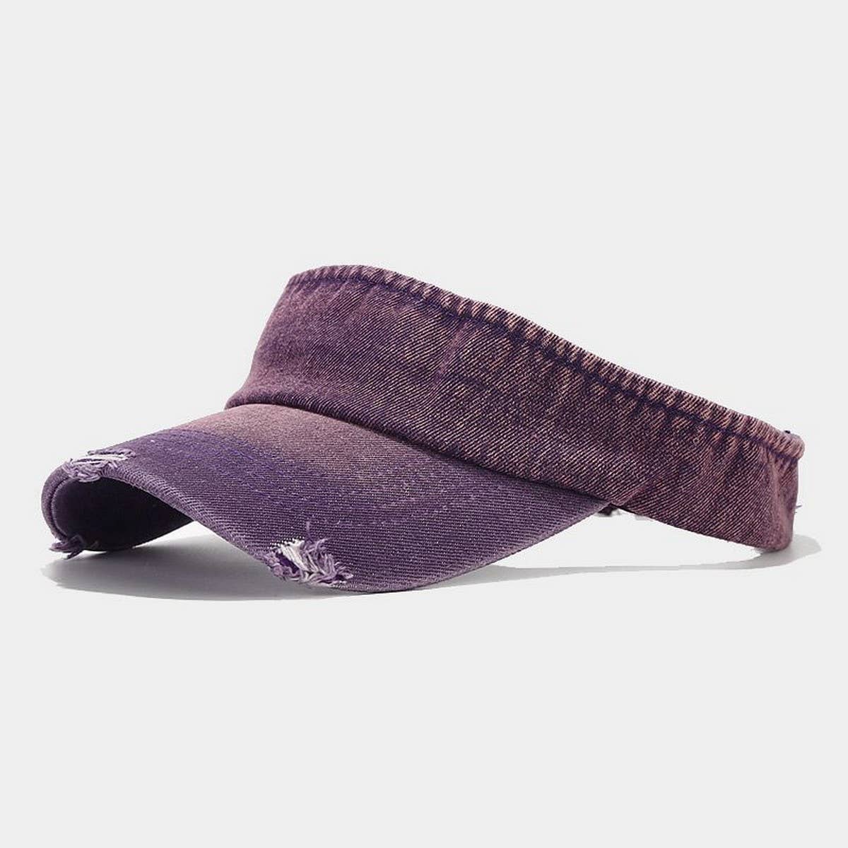Distressed Denim Visor Hat - Vintage Sunshade Cap_CWAH3286
