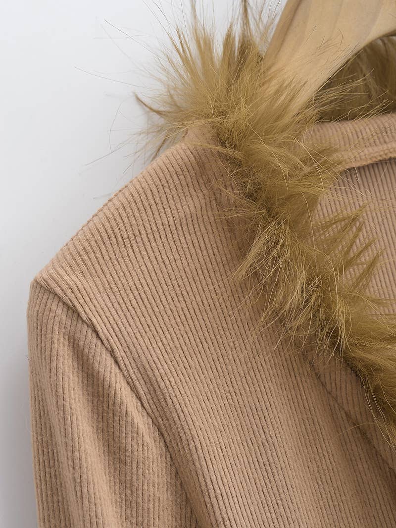 WOOLLY PATCHWORK STRAP SLIM-FIT V-NECK CARDIGAN